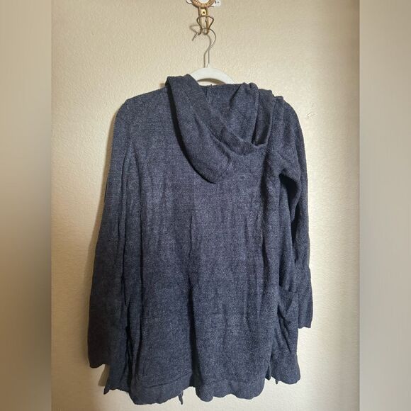 Barefoot Dreams Hooded Long Cardigan Size Small Navy Blue Cozy Chic Lite - Picture 6 of 6